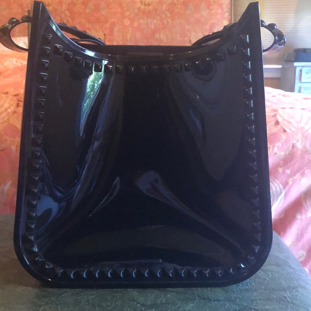 Black Patent Leather Messenger Bag